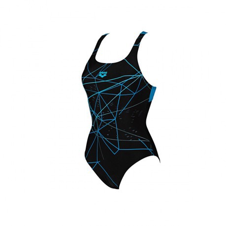 Costume Intero Donna Brillance Swim Pro Frontale Nero-Azzurro