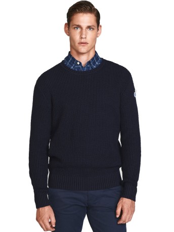 Sweater, Man, Round Neck 3 GG blue