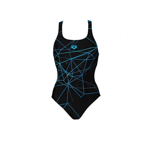 De una sola pieza traje de baño de las Mujeres Brillante Nadar Pro negro-azul