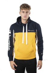 Men's sweatshirt Color B Hoodie blue yellow model in front of
