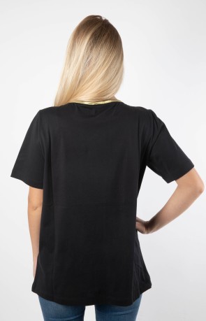 Women T-Shirt Lady Tee Black Front