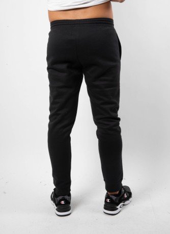 Trousers Cotton Man Felted Logo Large black model in front of