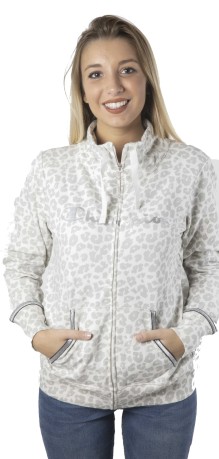 Sweatshirt for Women Lady FZ Stretch Animal Front Fantrasia White