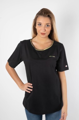 Women T-Shirt Lady Tee Black Front