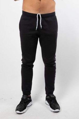 Pantaloni Cotone Uomo Felpato Logo Grande nero modello davanti