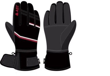 Handschuhe Junior-Ski-Sky-schwarz-rot