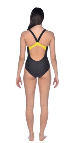 Badeanzug Frau Daydreamer schwarz gelb-model vor