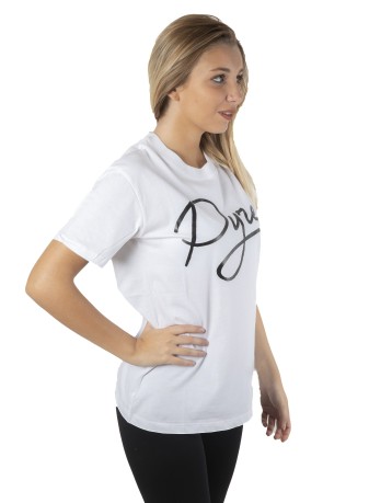 T-Shirt Donna Scritta Corsivo Frontale Bianco 