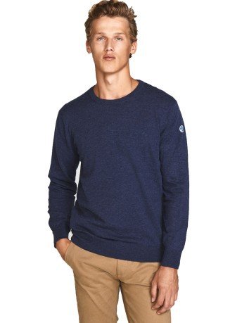 Suéter de Hombre, Cuello Redondo 12 GG azul