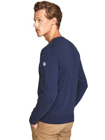 Suéter de Hombre, Cuello Redondo 12 GG azul