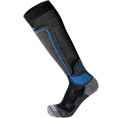 Socke Unisex Ski-Natural-Merinowolle-Medium-Weight-schwarz-blau