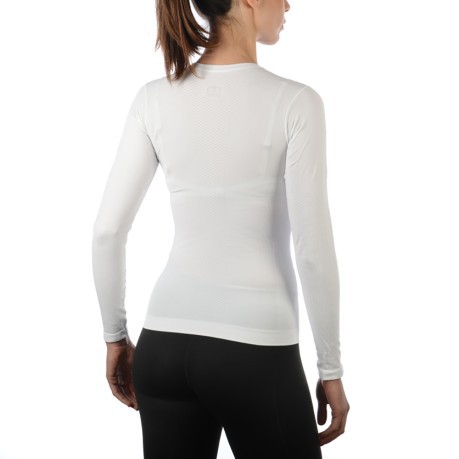 Mesh Long Sleeves Underwear Woman Ski Active Skintech crew neck white model before