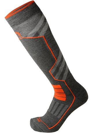 El calcetín Unisex de Esquí de Rendimiento de Peso Medio gris naranja
