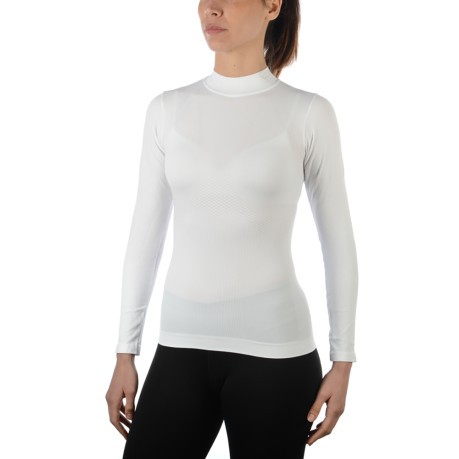 Maille Manches Longues sous-Vêtements de Ski Femme Active Skintech col Roulé blanc modèle avant