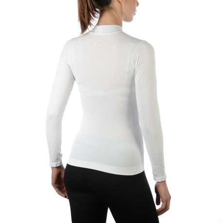 Maille Manches Longues sous-Vêtements de Ski Femme Active Skintech col Roulé blanc modèle avant