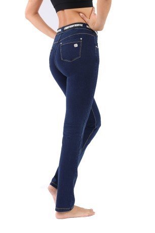 N. O. W.® Pantalon Femme Slim Fit Denim effet de fond de la ligne droite Bleu