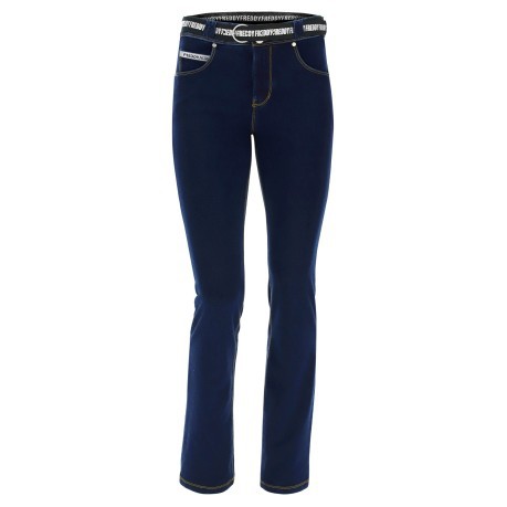 N. O. W.® Pantalones de Mujer Slim Fit Denim efecto la parte inferior recta Azul
