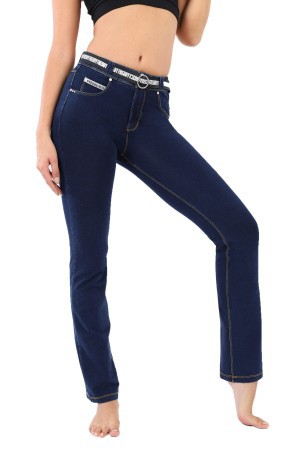 N. O. W.® Pantalones de Mujer Slim Fit Denim efecto la parte inferior recta Azul