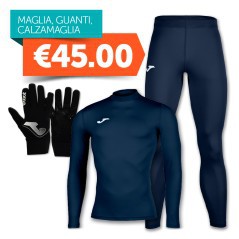 Combo Intime Joma Tricoté Thermique + Collants + Gants Bleu