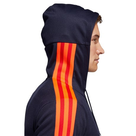 Men's Sweatshirt 3 Stripes Tape Pique Fullzip Hoodie Front