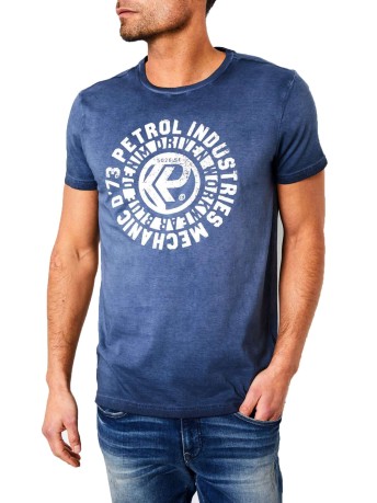 Hombres T-shirt Sunburst logotipo Azul