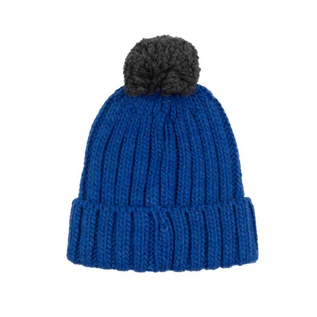 Cappello Unisex con Maxi Pompon blu