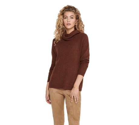 Maglione Donna Pullover Mirna High Neck Knitted marrone 