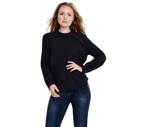 Blusa Donna New Mallory Loose Long Sleeved Top nero 