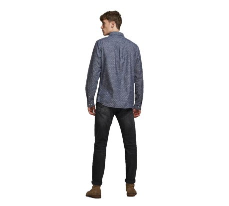 Camicia Uomo Classic Shirt Long Sleeve fantasia blu 