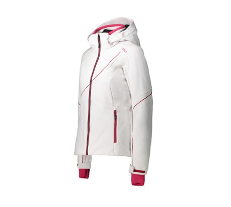 Giacca Sci Donna Jacket Softshell Hoodie Full Zip bianco rosso
