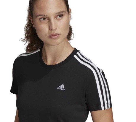 T-Shirt Donna Essentials Loose 3-Stripes Cropped Tee