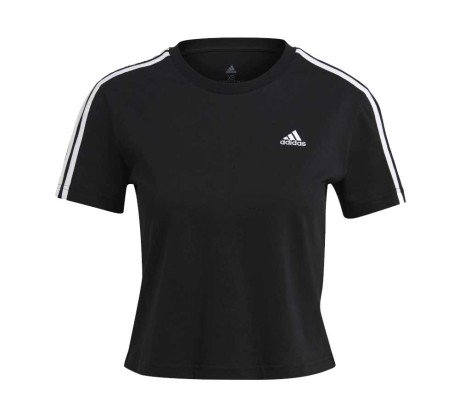 T-Shirt Donna Essentials Loose 3-Stripes Cropped Tee