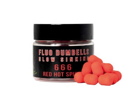Fluo Dumbells 666 Red Hot Spices Slow Sinking Over Carp