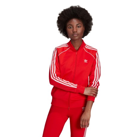 Felpa Donna Primeblue Sst Adidas rosso prodotto davanti