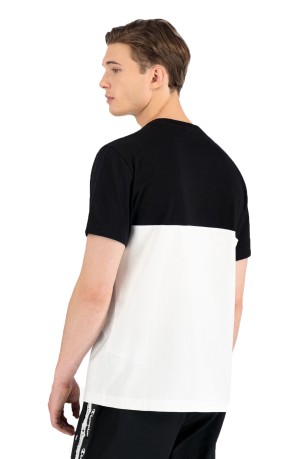 T-Shirt Uomo Color Block bianco-nero davanti