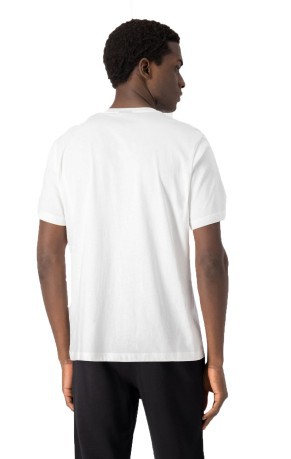 T-Shirt Uomo Etichetta Jacquard bianca indossata fronte