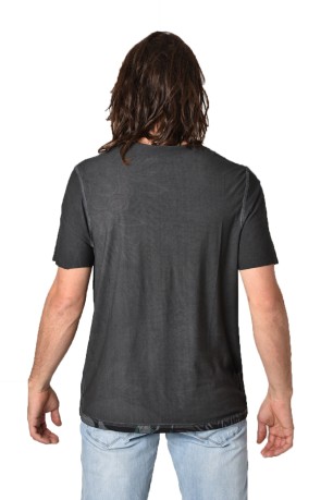 T-Shirt Uomo Reversibile con Stampa fronte fantasia-nero