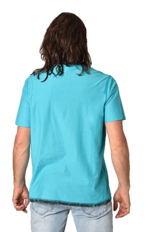 T-Shirt Uomo Reversibile Teschio Surf fronte fantasia-azzurro