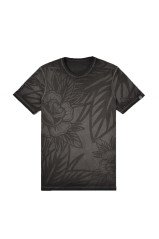 T-Shirt Uomo Reversibile Stampa Fiori fronte fantasia-nero