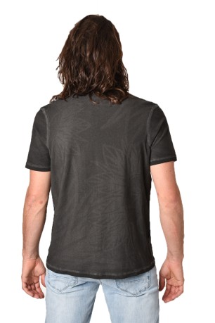 T-Shirt Uomo Reversibile Stampa Fiori fronte fantasia-nero