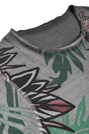 T-Shirt Uomo Reversibile con Stampa fronte fantasia-nero