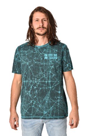 T-Shirt Uomo Reversibile Teschio Surf fronte fantasia-azzurro