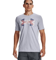 T-Shirt Uomo Training Overlay Manica Corta mezza figura fronte grigio