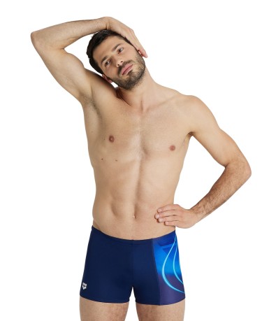 Costume Uomo Corto Swim Placement fronte blu-azzurro