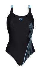 Costume Donna Swim Pro Back fronte nero-azzurro