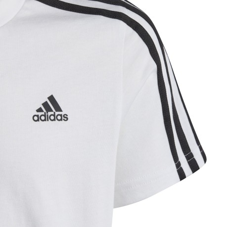T-shirt Bambino Essentials 3-Stripes nero bianco fronte