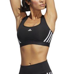Reggiseno sportivo Donna Powerreact Training 3-Stripes nero bianco frontale