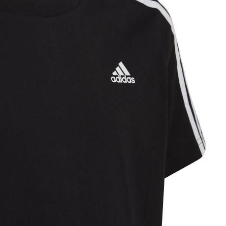 T-shirt Bambino Essentials 3-Stripes nero bianco fronte