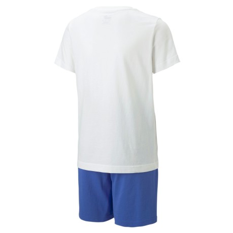 Completo Junior T-shirt+ Short bianco azzurro fronte