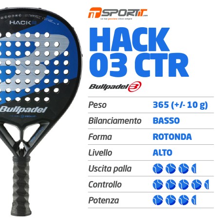 Racchetta Padel Hack 03 Ctr 202 nero blu fronte